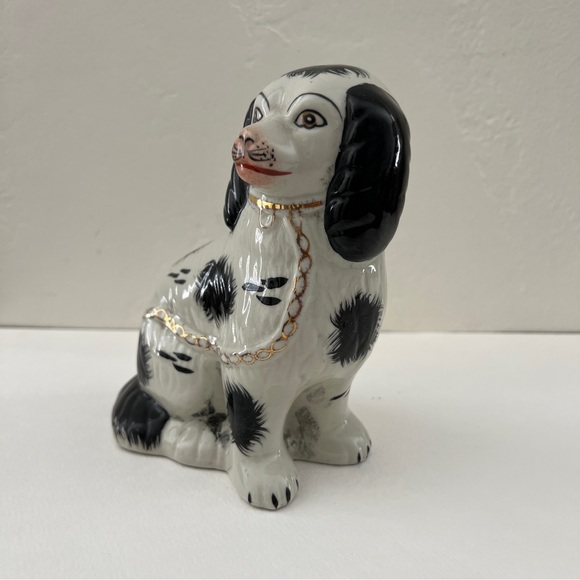 Staffordshire dog Staffordshire Figurine statue black white spaniel porcelain - Picture 8 of 15